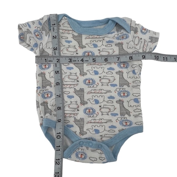 duck duck goose Blue Gray Short Sleeve Animal Print Onesie Size 3-6 Months - Picture 4 of 5